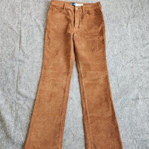 Old Navy Kicker Boot Cut Extra High Rise Jean Women 8 Brown Corduroy Button Fly